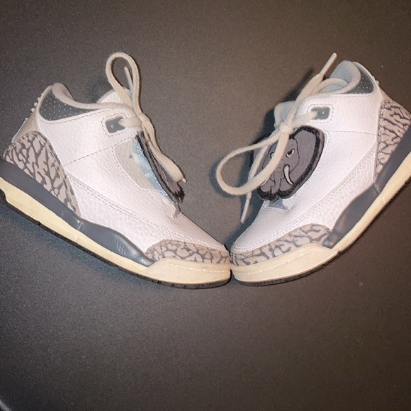 Baby/Toddler Shoes Jordan 3 Retro SIZE 8C WHITE/IRON/LIGHT ASH GREY/BLACK - Picture 2 of 5